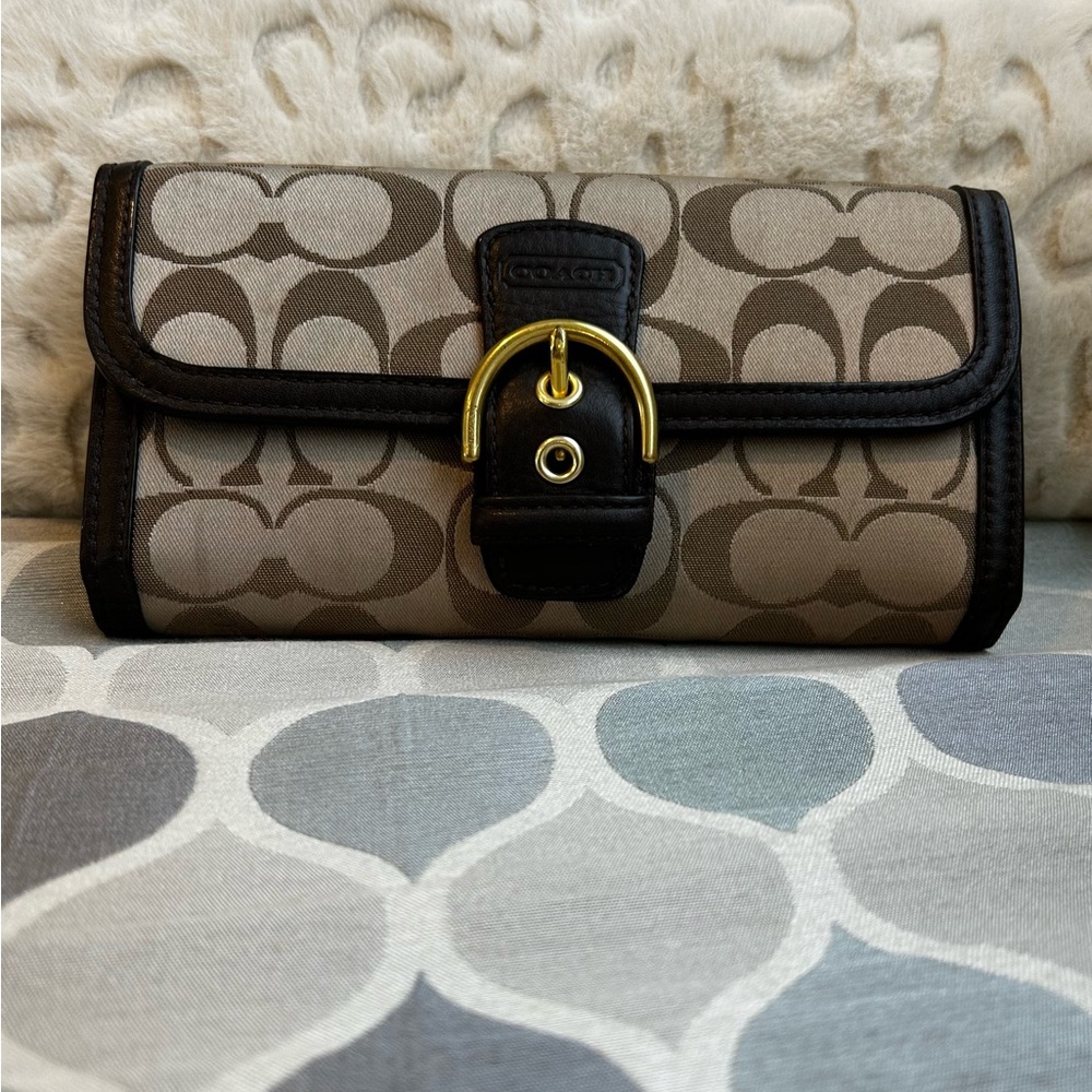 Coach Bleeker Checkbook Wallet in Signature Canvas